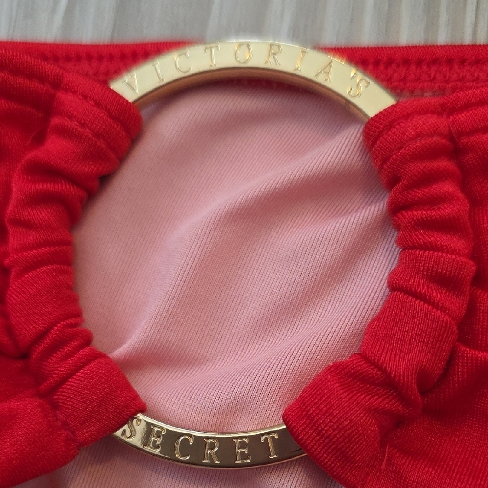 Victoria's Secret Red Bikini with Gold Ring Detail - Picture 3 of 6